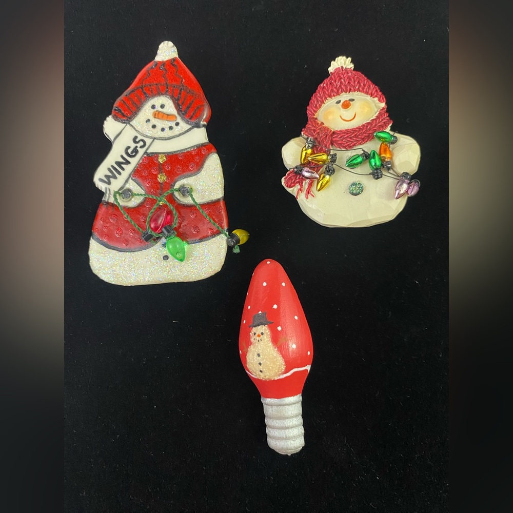 Vintage Snowman Christmas Brooch Pin Lot of 3 Holiday Snowmen